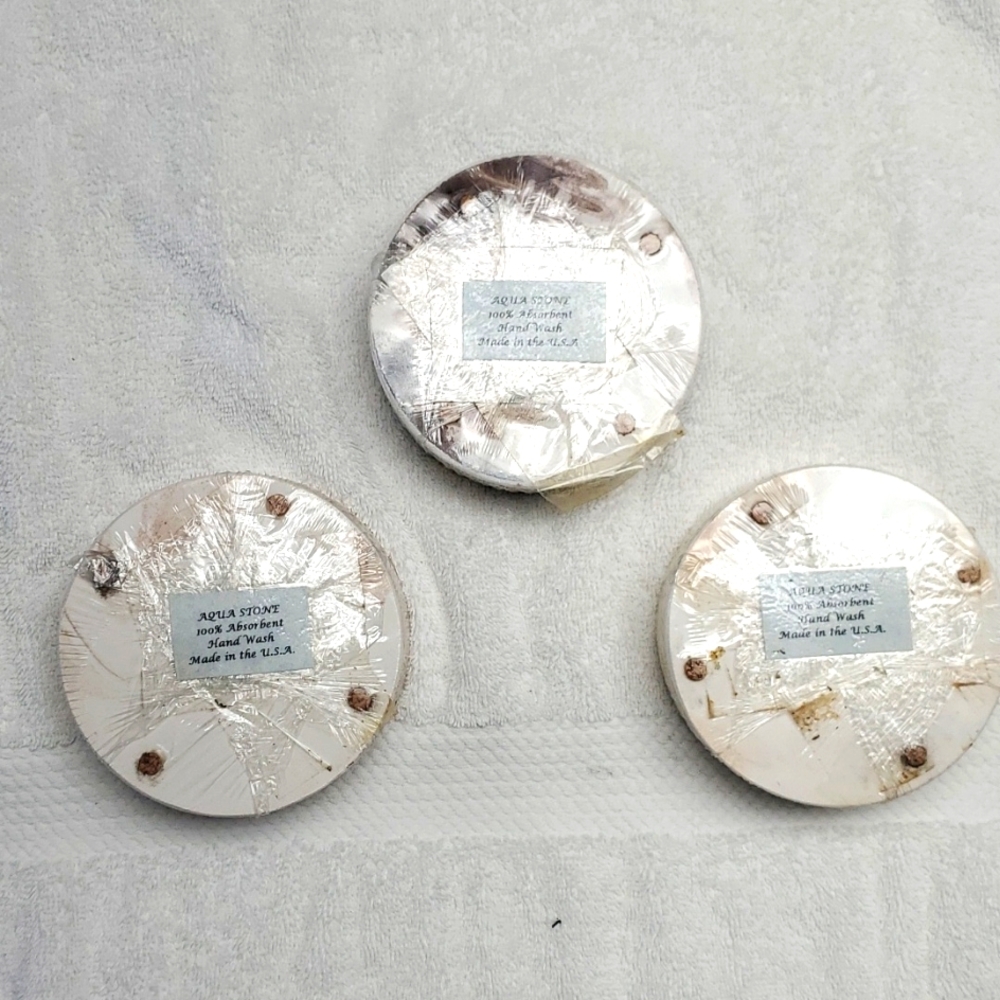 Aqua Stone, (3 sets) 4" round, stone coasters - Picture 2 of 3